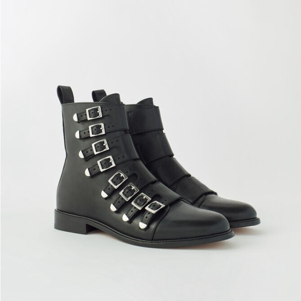 MAJE leather ankle moto boots